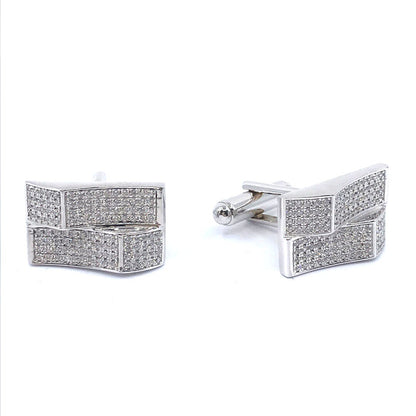 Sterling Silver Rectangular Angular Cufflinks - HK Jewels