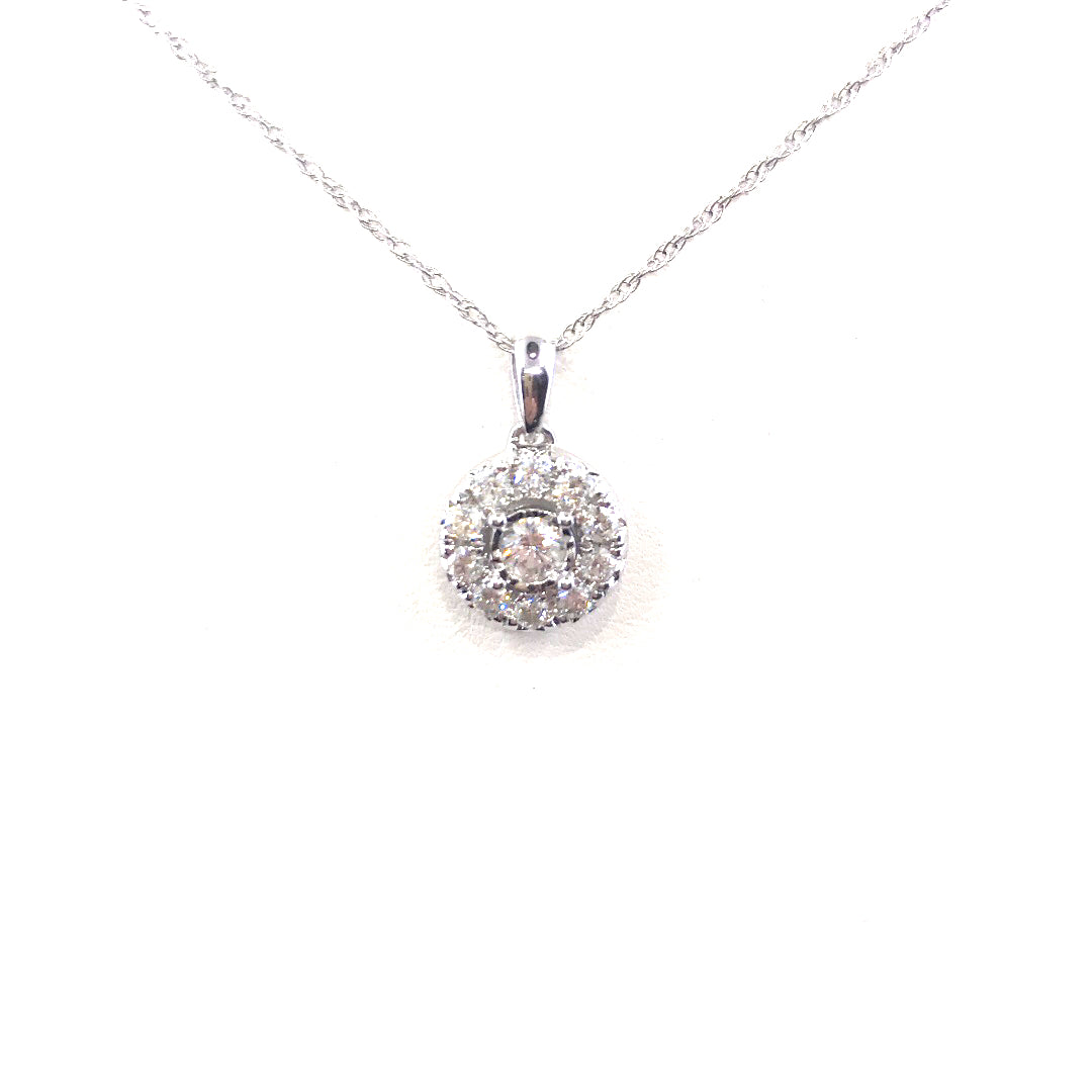 White Gold Solitaire Pendant - HK Jewels