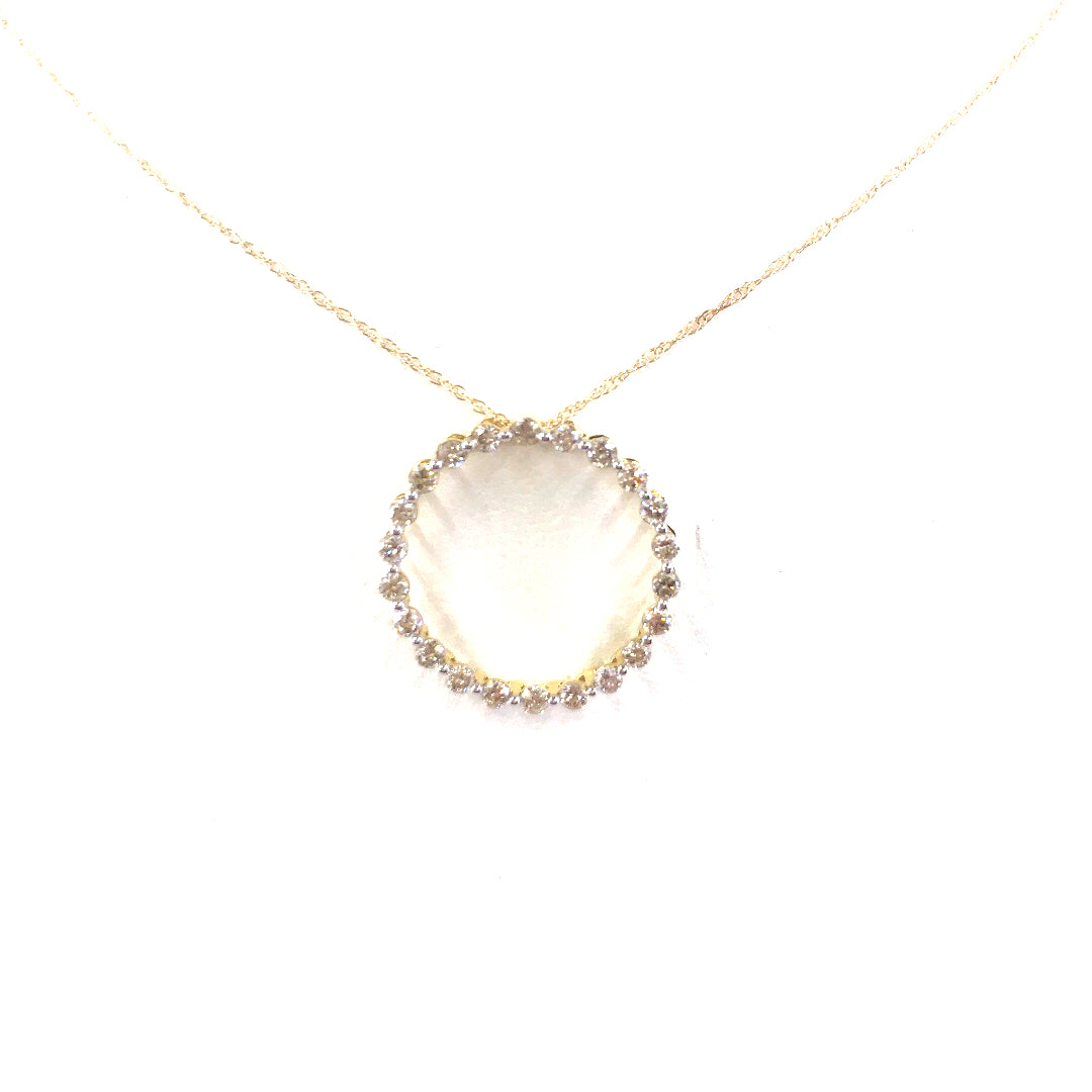 Yellow Gold Circle Diamond Pendant Necklace - HK Jewels