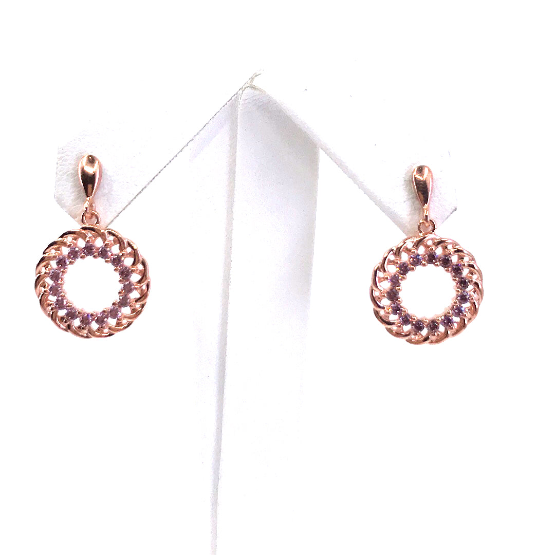 Rose Gold Plated Sterling Silver Circle Earrings - HK Jewels