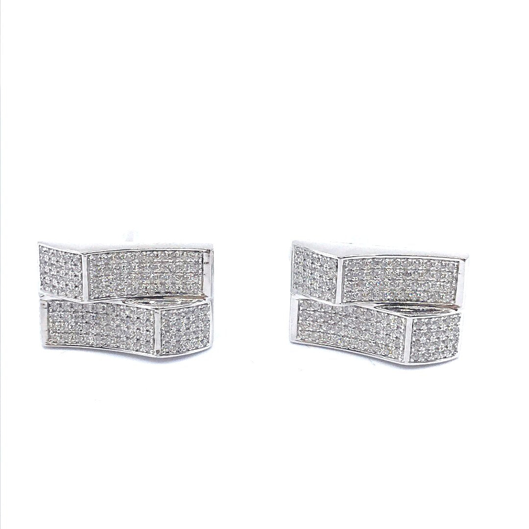 Sterling Silver Rectangular Angular Cufflinks - HK Jewels