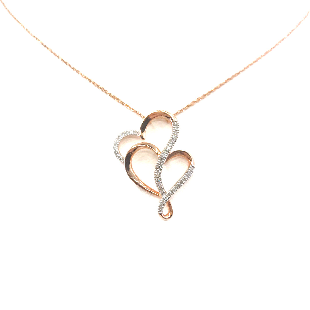 Rose Gold Double Heart Necklace - HK Jewels