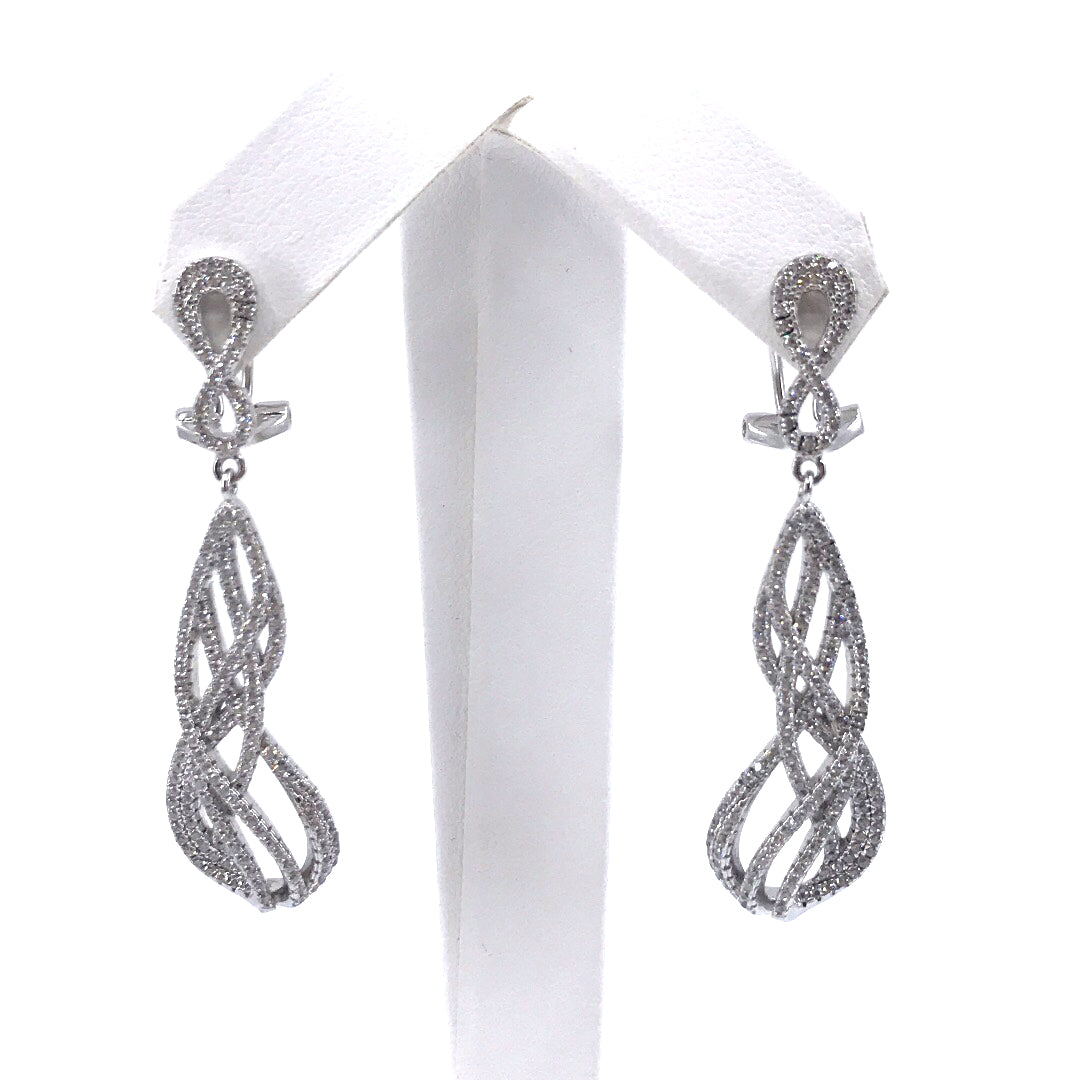 Sterling Silver Micro Pave Design Earrings - HK Jewels