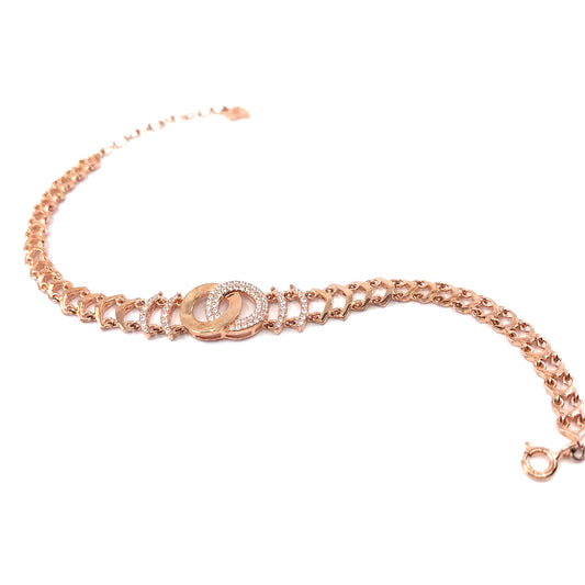 Rose Gold Plated Sterling Silver Circle Bracelet - HK Jewels