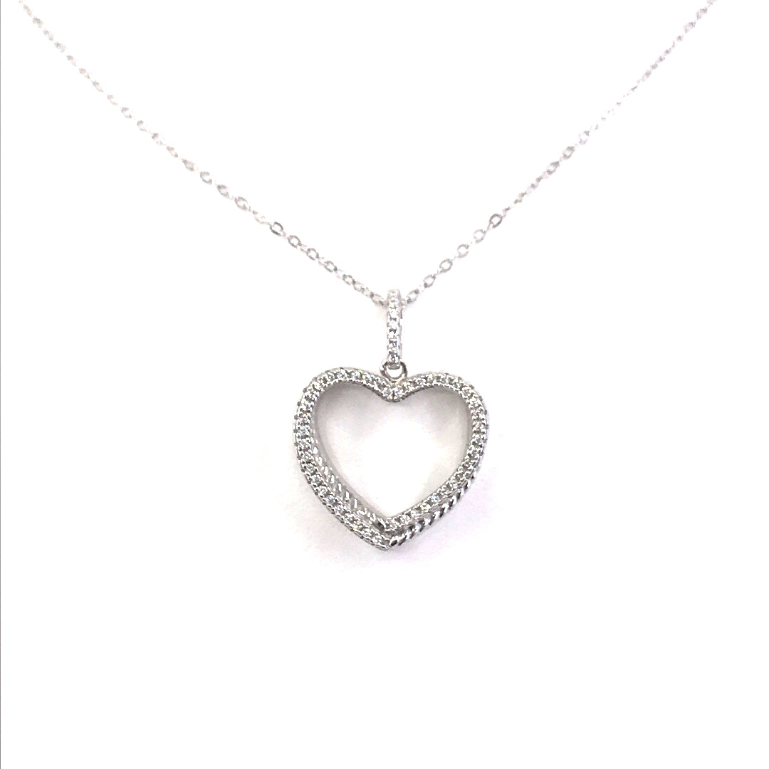 Sterling Silver Double Heart Pendant - HK Jewels