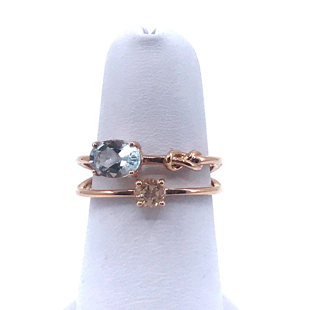 Rose Gold Aquamarine/Morganite Ring - HK Jewels