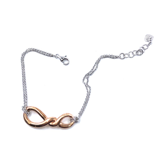 Rose Gold Plated Sterling Silver Infinity Twist Bracelet - HK Jewels