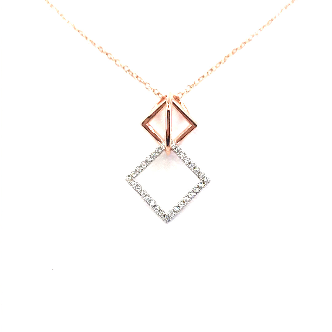 Sterling Silver Diamond-Shape Pendant - HK Jewels