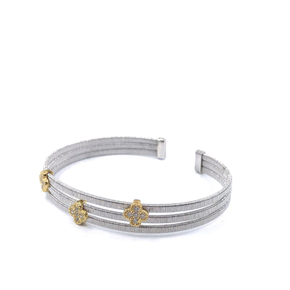 Sterling Silver 3 Band Bangle - HK Jewels