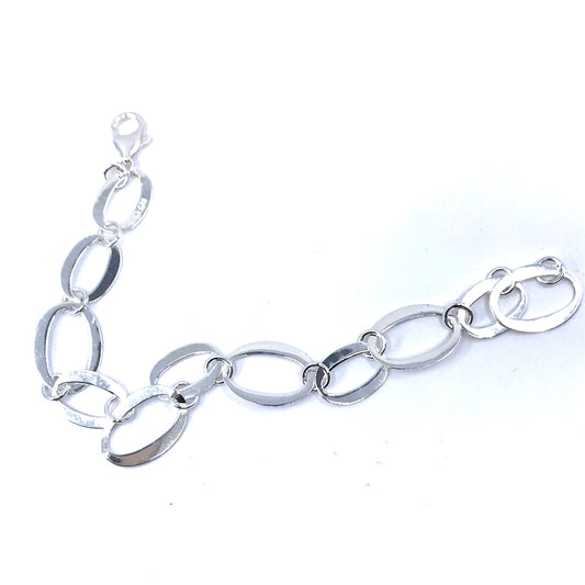 Sterling Silver Oval Bracelet - HK Jewels