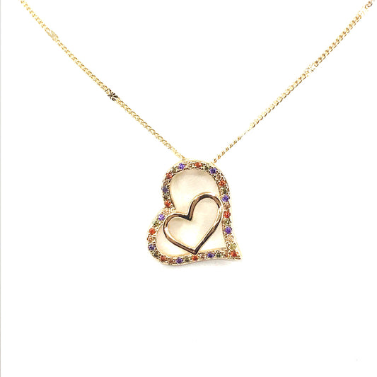 Double Heart Multicolor Heart Pendant - HK Jewels