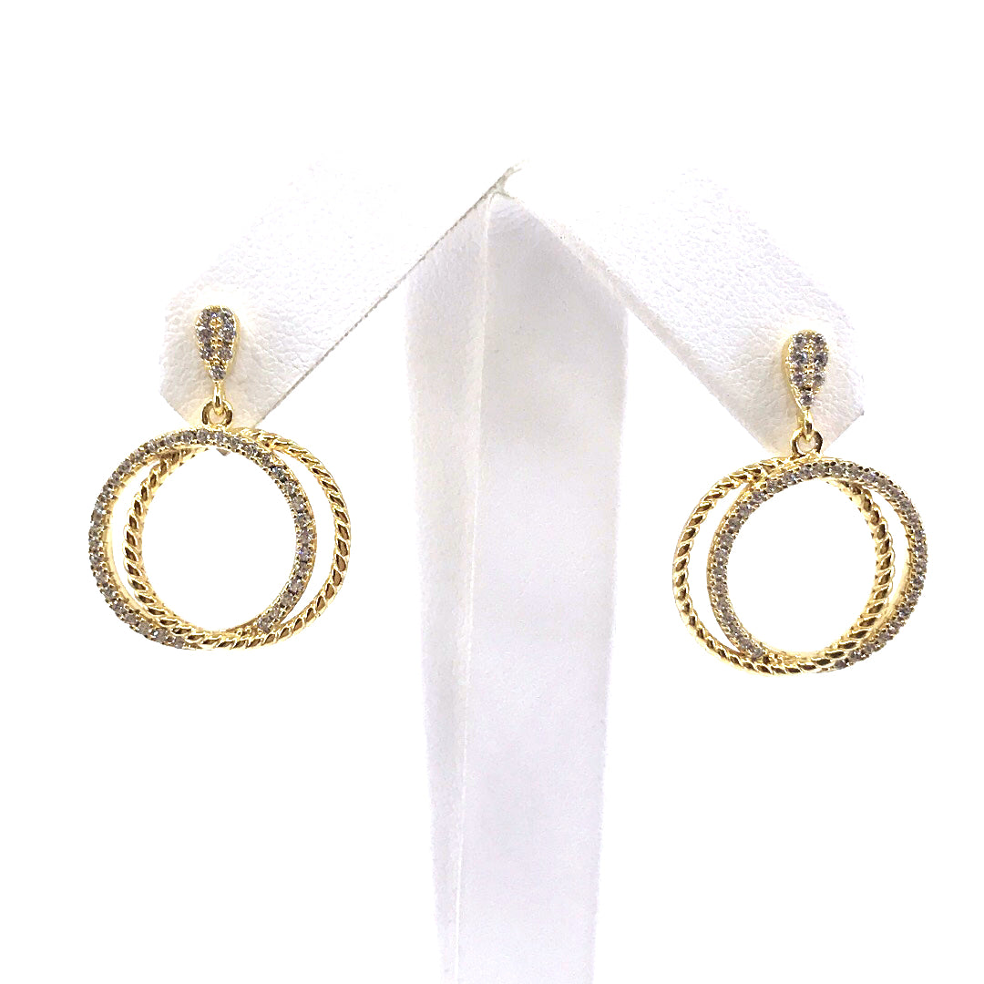 Sterling Silver Double Circle Earrings - HK Jewels