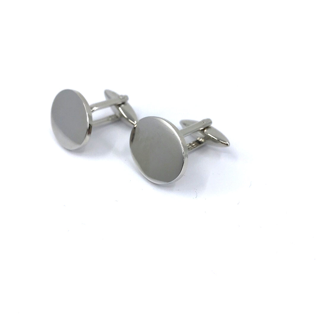 Stainless Steel Oval Cufflinks - HK Jewels