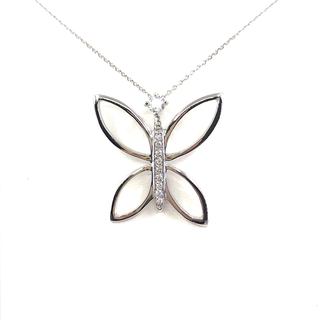 Sterling Silver Butterfly Pendant - HK Jewels