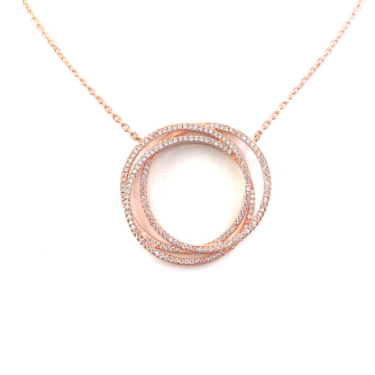 Rose Gold Plated Sterling Silver Three Circle Necklace - HK Jewels