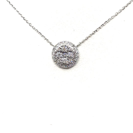 18K White Gold Circle Necklace - HK Jewels