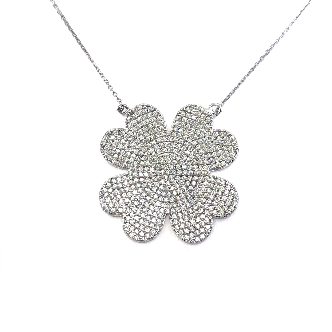 Sterling Silver Flower Necklace - HK Jewels
