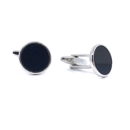 Stainless Steel Black Circle Cufflinks - HK Jewels