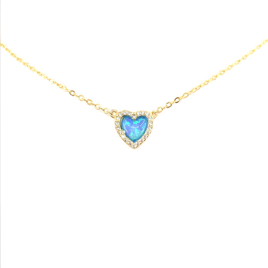 Sterling Silver Small Blue Heart Necklace - HK Jewels