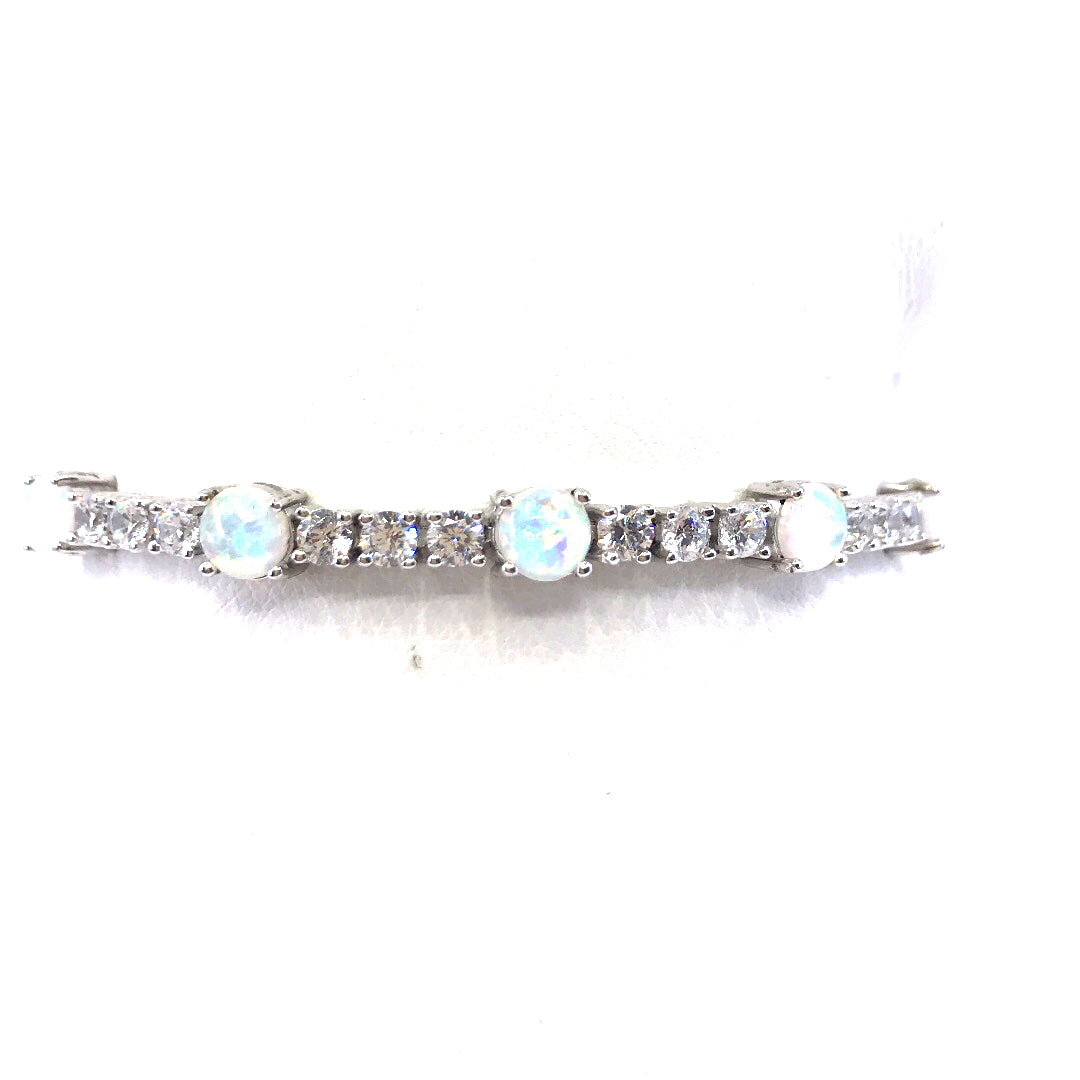 Sterling Silver Opal and CZ Bracelet - HK Jewels