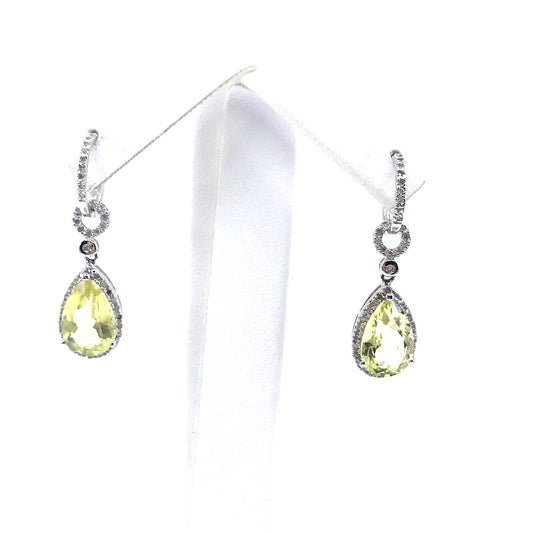 Sterling Silver Diamond Teardrop Earrings - HK Jewels