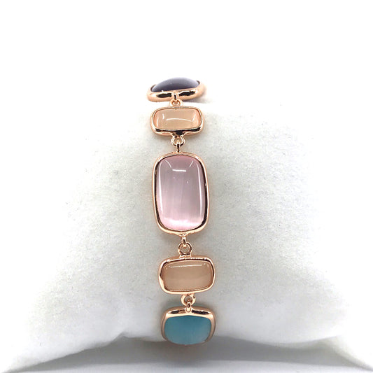 Sterling Silver Colorful Stone Bracelet - HK Jewels
