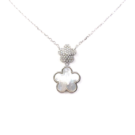 Sterling Silver Flower Necklace - HK Jewels