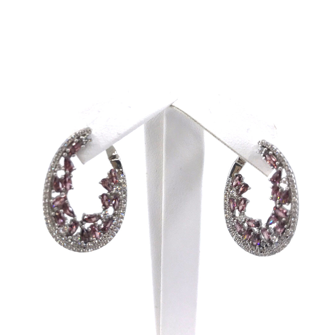 Sterling Silver Purple Loop Earrings - HK Jewels