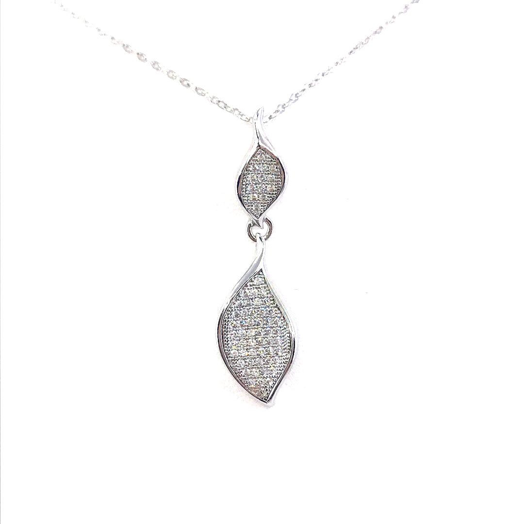 Sterling Silver Micro Pave Marquis Pendant - HK Jewels