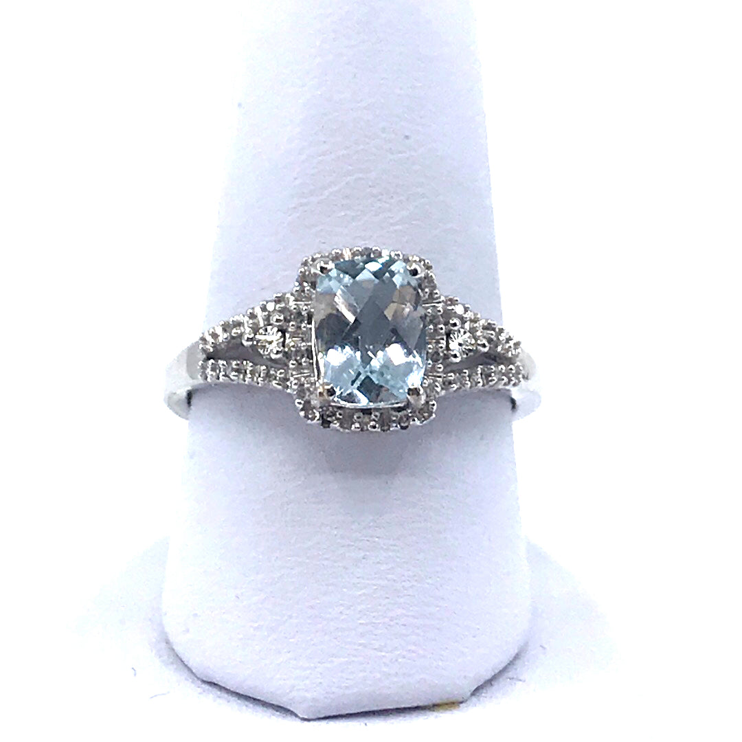 White Gold Aquamarine Ring - HK Jewels