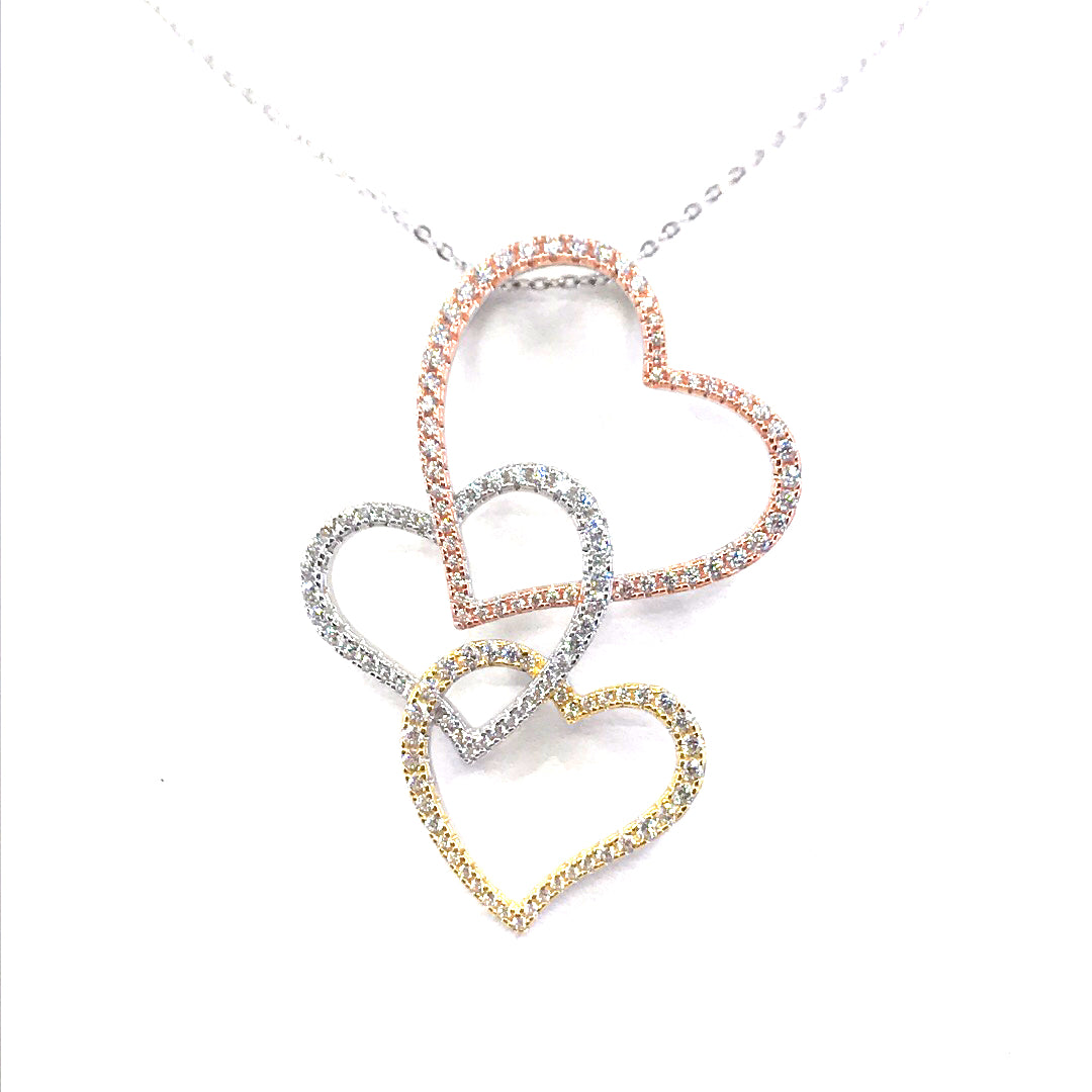 Sterling Silver Hearts Pendant - HK Jewels