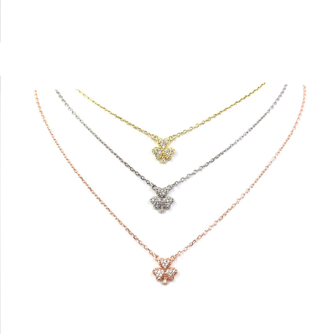 Tricolor Sterling Silver Flower Necklace - HK Jewels