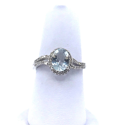 14K White Gold Aquamarine Ring - HK Jewels