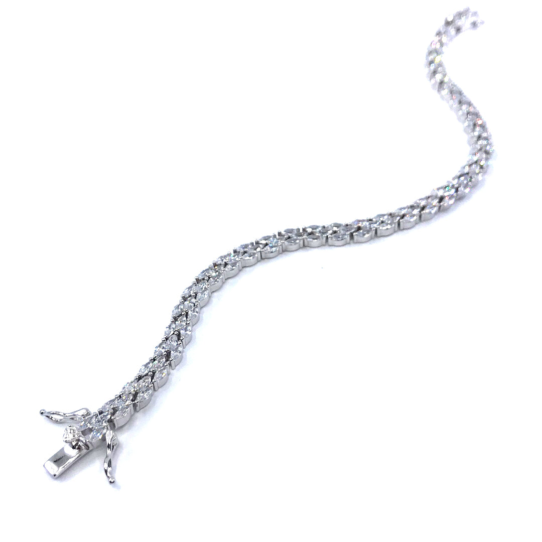 Sterling Silver Marquis Tennis Bracelet - HK Jewels