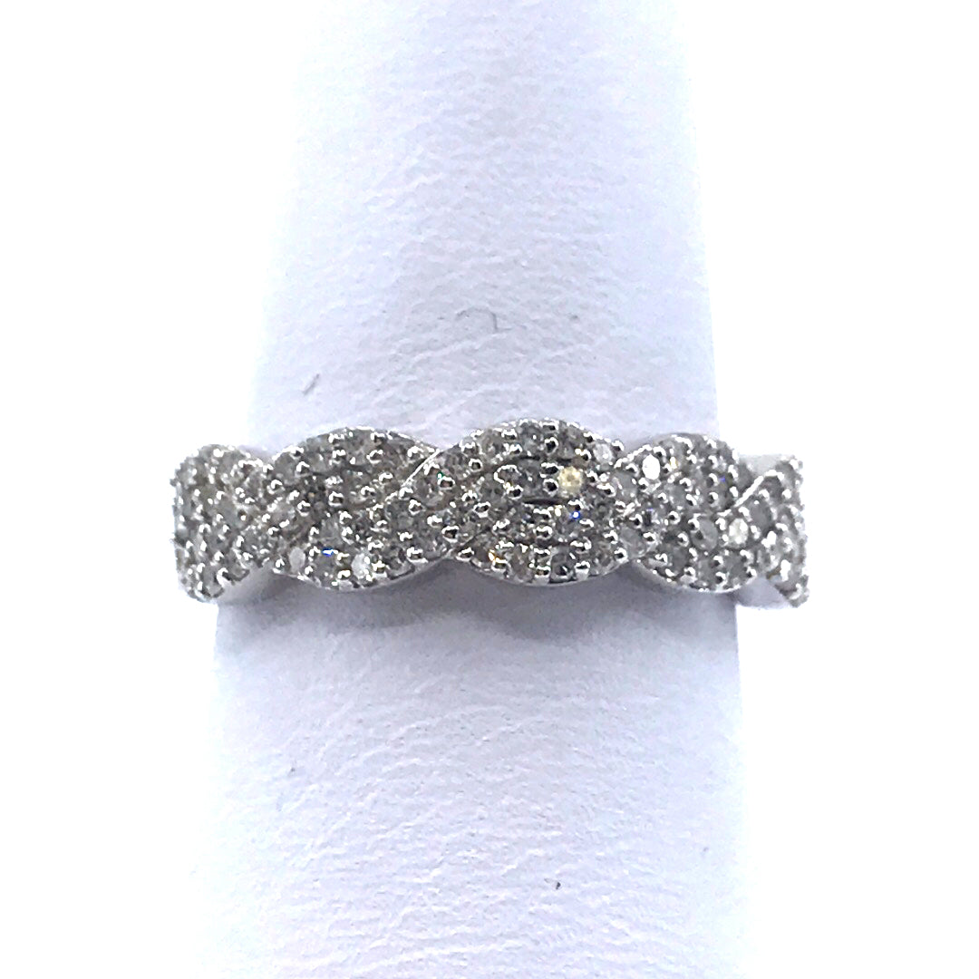 White Gold Twisted Ring - HK Jewels