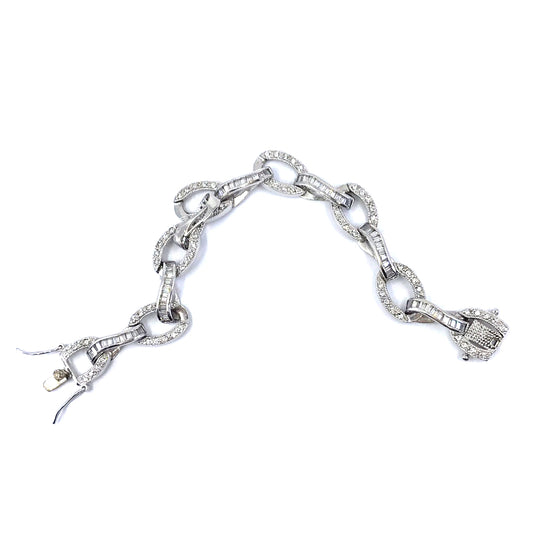 Sterling Silver Oval Bracelet - HK Jewels