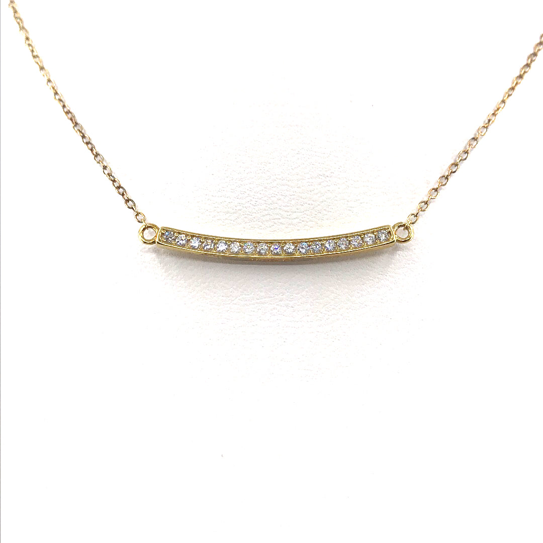 Gold Plated Sterling Silver Bar Necklace - HK Jewels