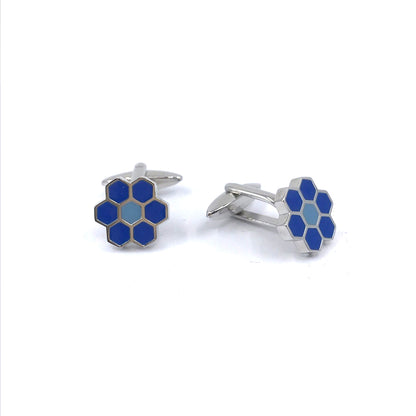 Stainless Steel Blue Cufflinks - HK Jewels