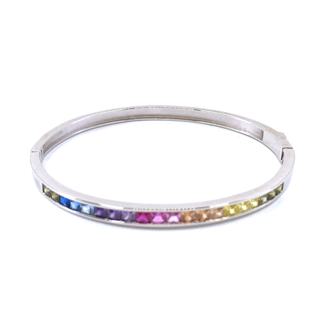 Sterling Silver Rainbow Bangle - HK Jewels