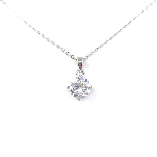 Sterling Silver Solitaire Pendant - HK Jewels