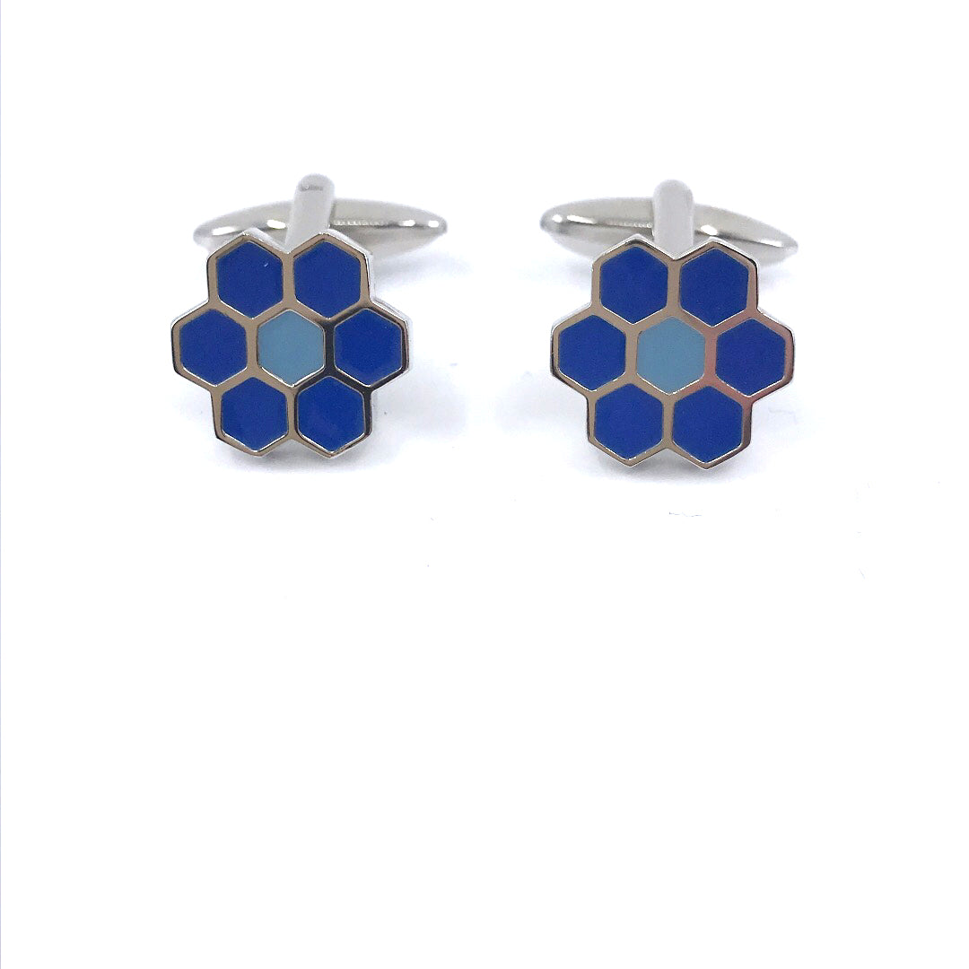 Stainless Steel Blue Cufflinks - HK Jewels