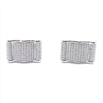 Sterling Silver Curved Rectangles Three Section Cufflinks - HK Jewels