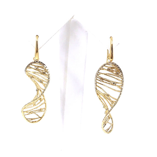 Sterling Silver Twisted Marquis Earrings - HK Jewels