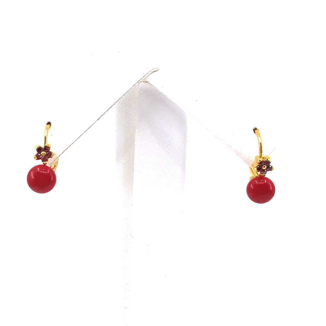 Surgical Steel Red Ball Earrings - HK Jewels