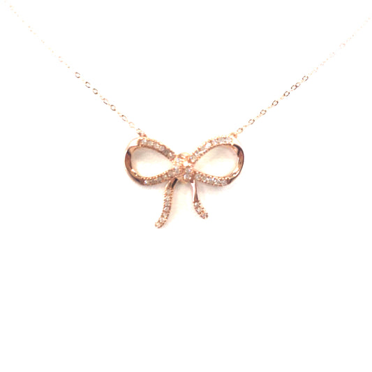 Rose Gold Bow Necklace - HK Jewels