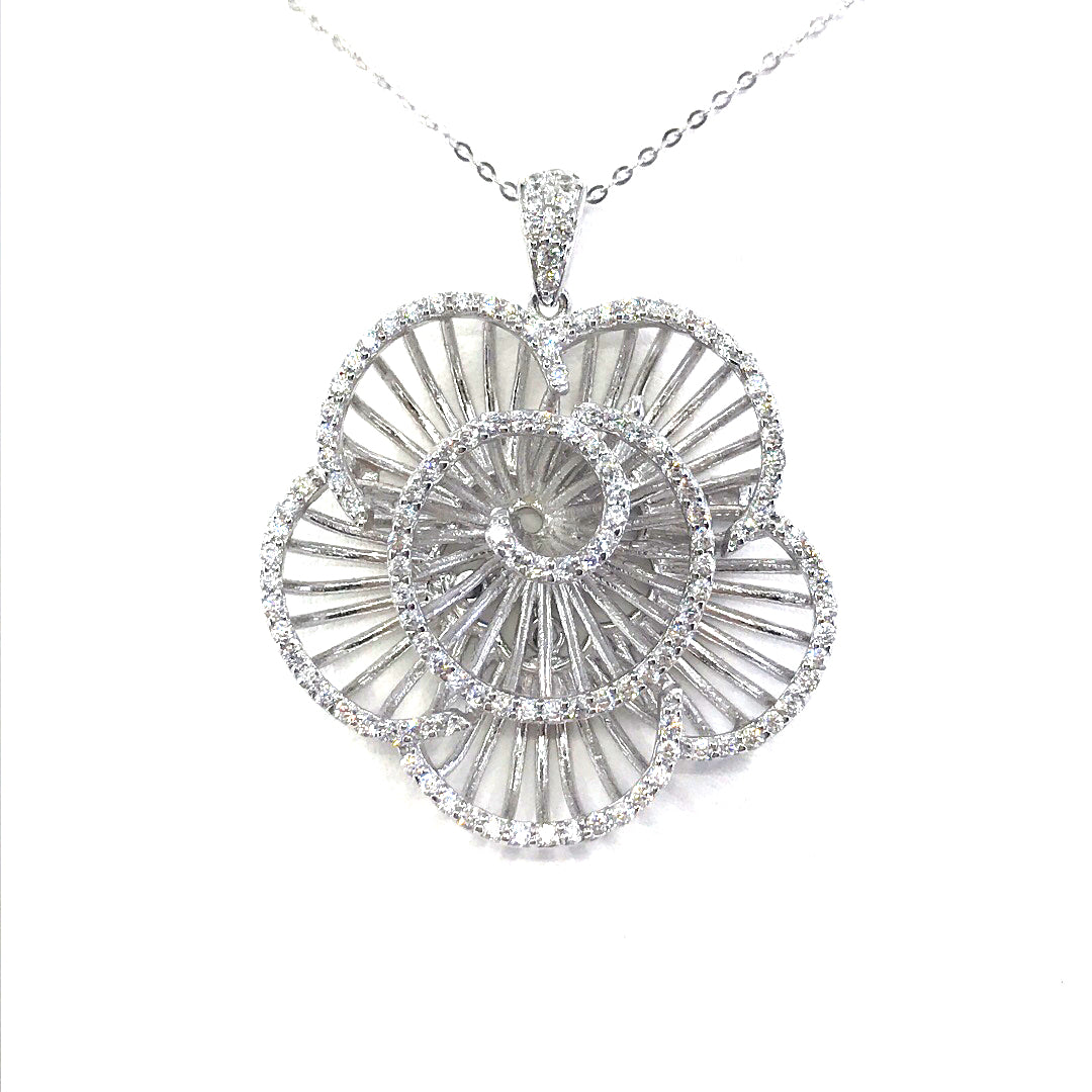 Sterling Silver Flower Pendant - HK Jewels