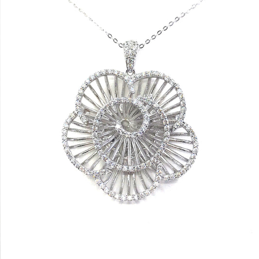 Sterling Silver Flower Pendant - HK Jewels