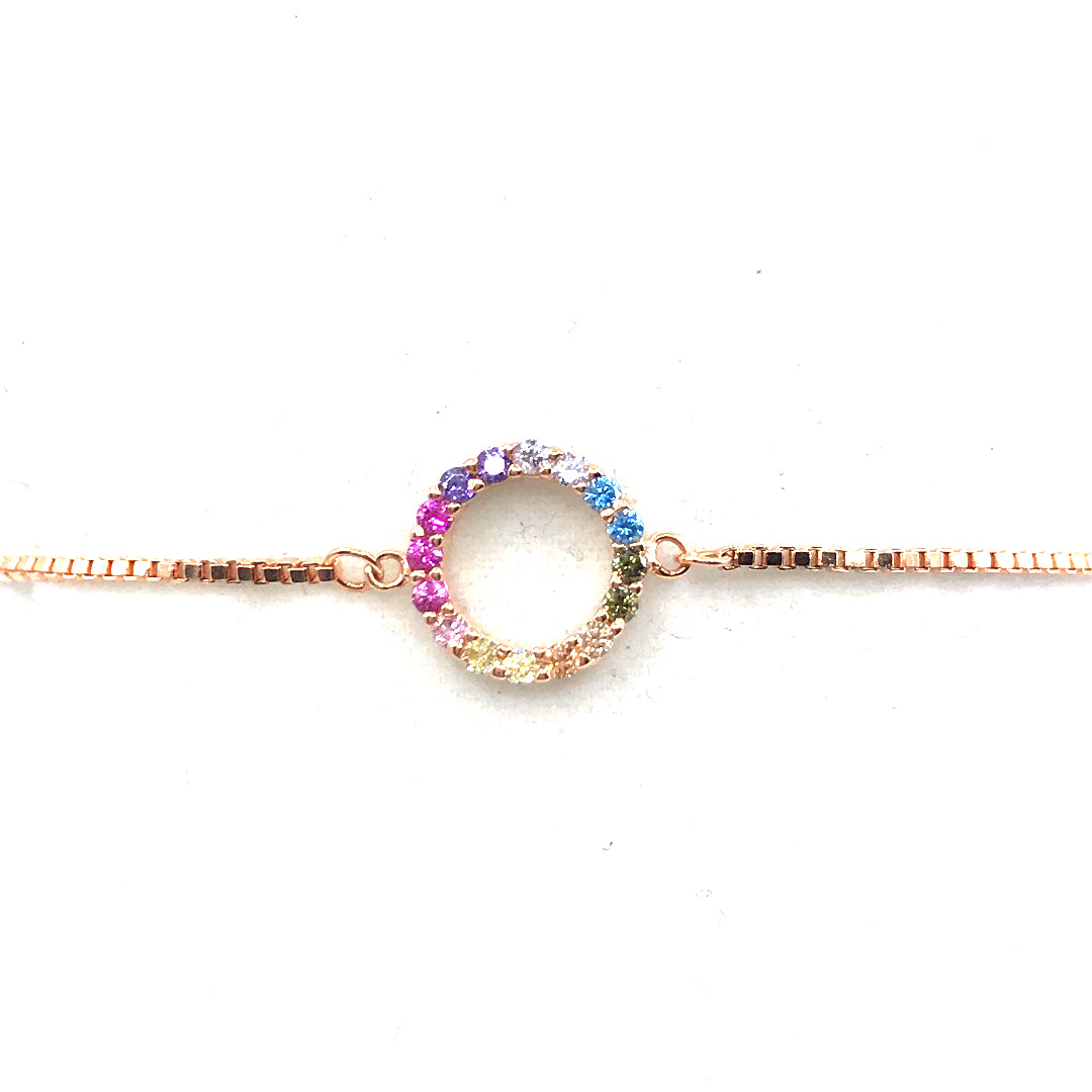 Sterling Silver Rainbow Circle Bracelet - HK Jewels