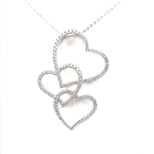 Sterling Silver Hearts Pendant - HK Jewels