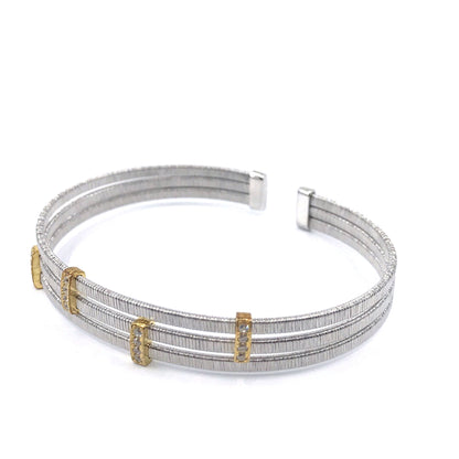 Sterling Silver 3 Band Bangle - HK Jewels